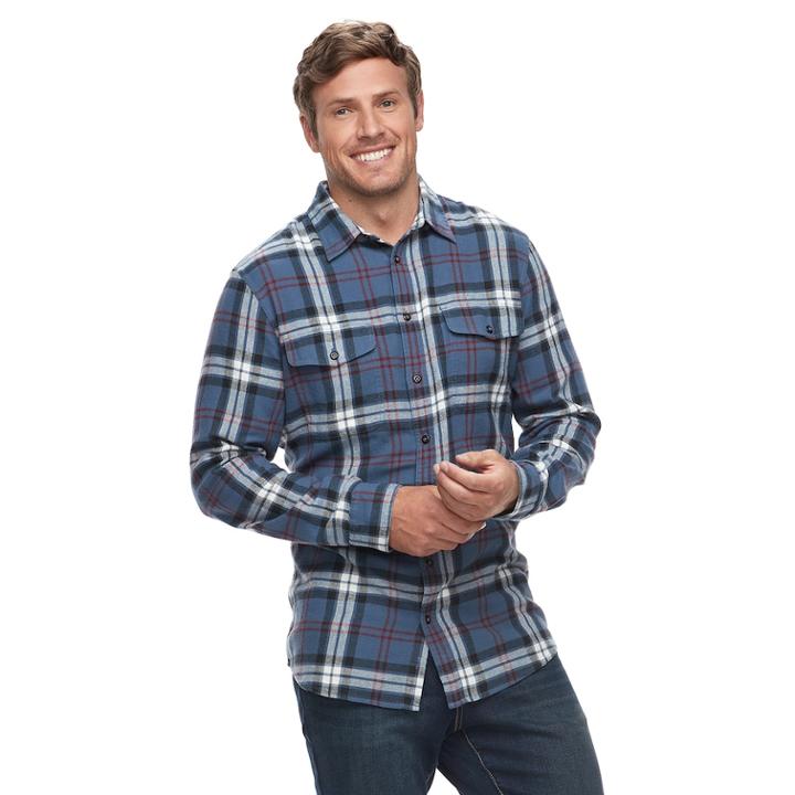 Big & Tall Sonoma Goods For Life&trade; Modern-fit Supersoft Flannel Button-down Shirt, Men's, Size: 3xb, Med Blue