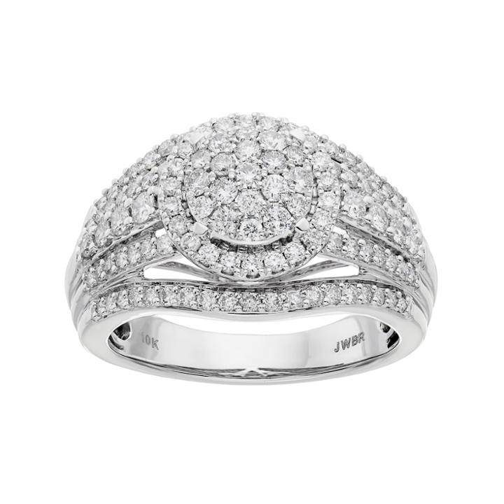 Lovemark 10k White Gold 1 Carat T.w. Diamond Cluster Engagement Ring, Women's, Size: 7