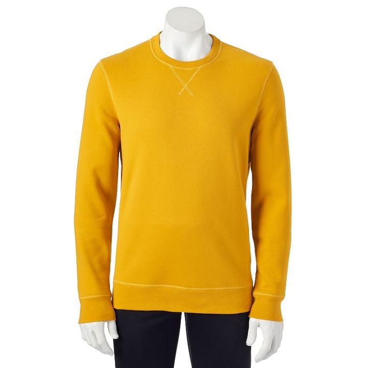 Men's Tek Gear&reg; Fleece Crew Sweatshirt, Size: Medium, Yellow
