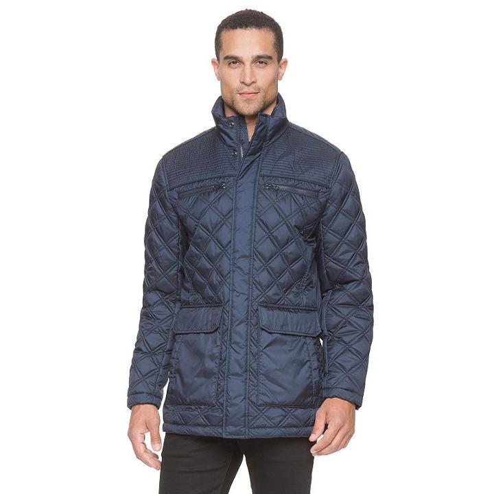 Men's Am Studio By Andrew Marc Quilted Midlength Jacket, Size: Small, Dark Blue