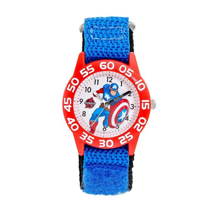 Marvel The Avengers Assemble Captain America Boys' Time Teacher Watch, Blue
