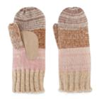 Women's Isotoner Variegated Striped Knit Mittens, Pink