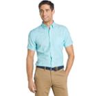 Men's Izod Classic-fit Windowpane Chambray Woven Button-down Shirt, Size: Large, Blue Other