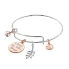 Love This Life Two Tone Enjoy The Little Things Charm Bangle Bracelet, Women's, Silver