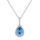 Artistique Sterling Silver Crystal Teardrop Pendant Necklace, Women's, Size: 18, Blue