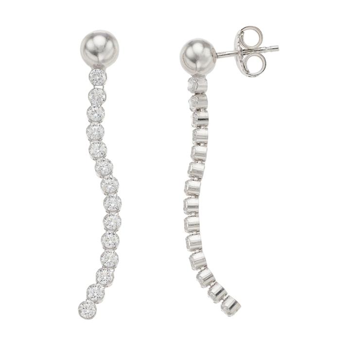 Sterling Silver Cubic Zirconia Dangle Drop Earrings, Women's, White