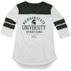 Juniors' Blue 84 Michigan State Spartans Arm Stripe Tee, Women's, Size: Medium, White