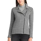 Petite Chaps Houndstooth Moto Jacket, Women's, Size: L Petite, Grey
