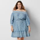 Plus Size Sonoma Goods For Life&trade; Off-the-shoulder Chambray Shift Dress, Women's, Size: 2xl, Med Blue