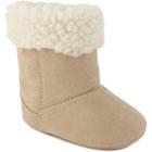 Baby Girl Wee Kids Faux-suede Faux-fur Trim Boot Crib Shoes, Size: 0, Lt Brown