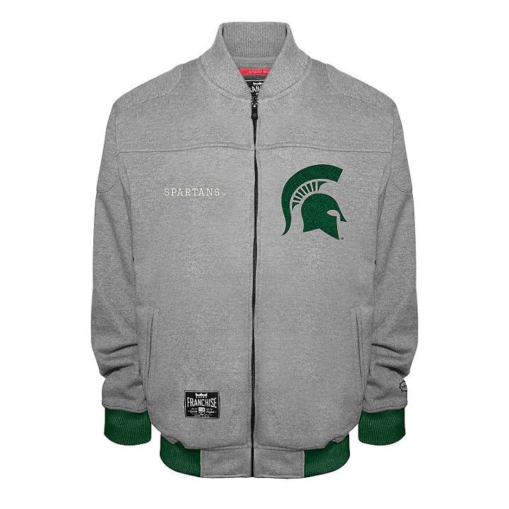 Men's Franchise Club Michigan State Spartans Edge Fleece Jacket, Size: Small, Grey