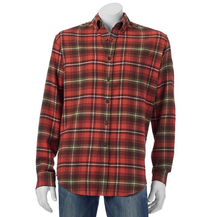 Men's Croft & Barrow&reg; Classic-fit Plaid Flannel Button-down Shirt, Size: Large, Med Brown