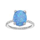 Sophie Miller Sterling Silver Lab-created Blue Opal & Cubic Zirconia Oval Ring, Women's, Size: 6