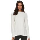 Women's Elle&trade; Textured Embellished Sweater, Size: Large, White Oth