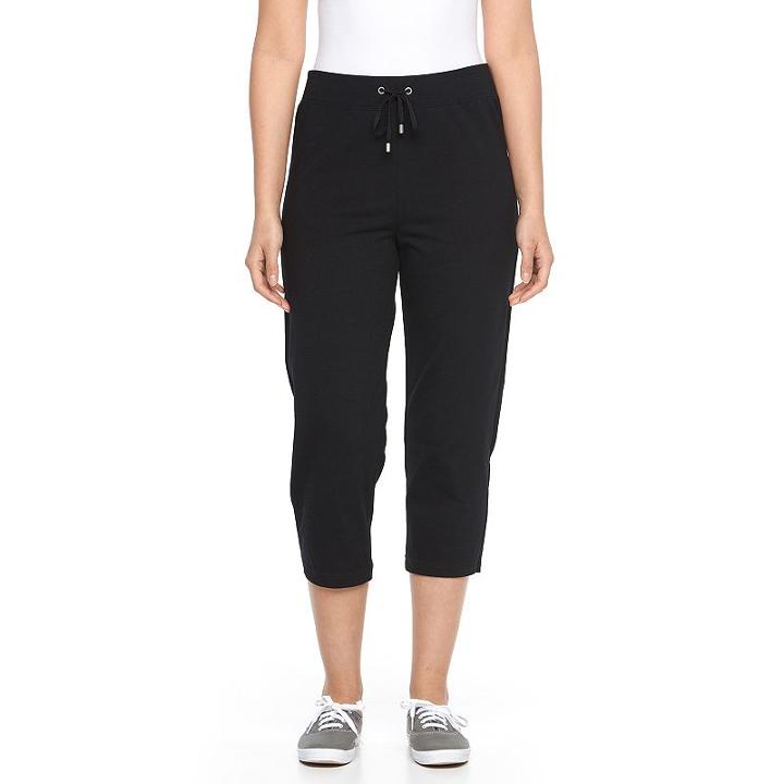 Women's Croft & Barrow&reg; Pull-on Knit Capris, Size: Xs, Black
