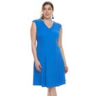 Plus Size Suite 7 Side Panel Fit & Flare Dress, Women's, Size: 14 W, Blue