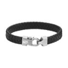 Axl By Triton Stainless Steel Leather Bracelet - Men, Size: 8.5, Black
