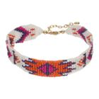 Orange Seed Bead Tribal Choker Necklace, Women's, Multicolor