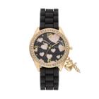 Women's Crystal Love & Heart Charm Watch, Size: Medium, Black