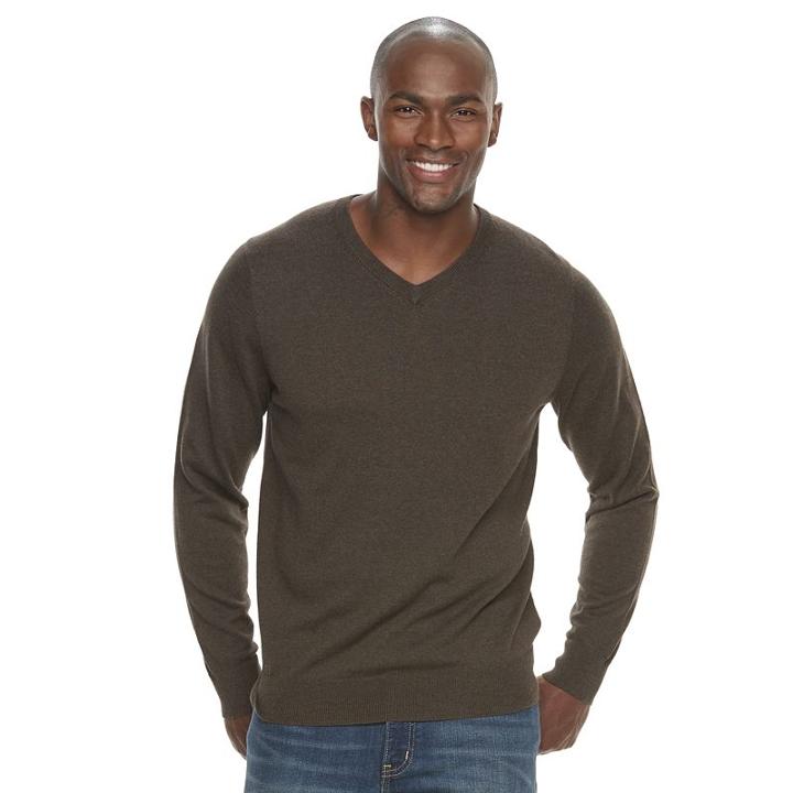 Men's Croft & Barrow&reg; True Comfort Classic-fit V-neck Sweater, Size: Medium, Dark Brown
