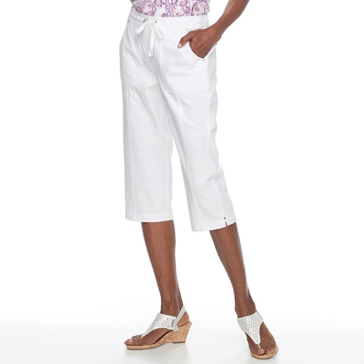 Women's Croft & Barrow&reg; Sheeting Pull-on Capris, Size: Large, White