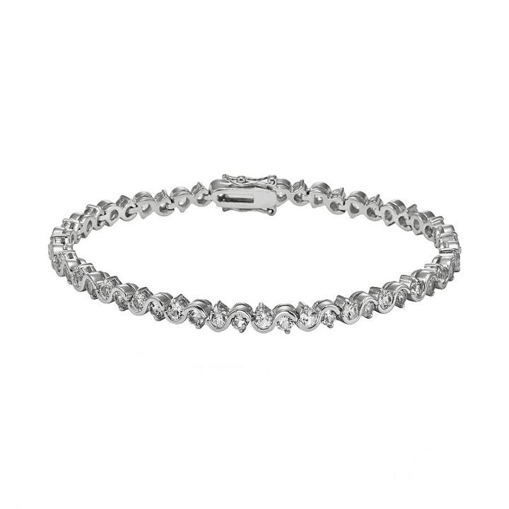 Sterling Silver Lab-created White Sapphire S-link Tennis Bracelet, Women's, Size: 7.50