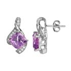 Amethyst & Cubic Zirconia Sterling Silver Bypass Stud Earrings, Women's, Purple