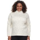 Plus Size Croft & Barrow&reg; Mockneck Long Sleeve Tee, Women's, Size: 2xl, Lt Beige