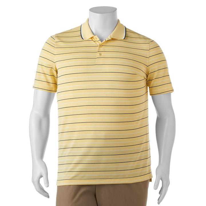 Big & Tall Croft & Barrow&reg; Classic-fit Striped Performance Polo, Men's, Size: Xxl Tall, Med Yellow