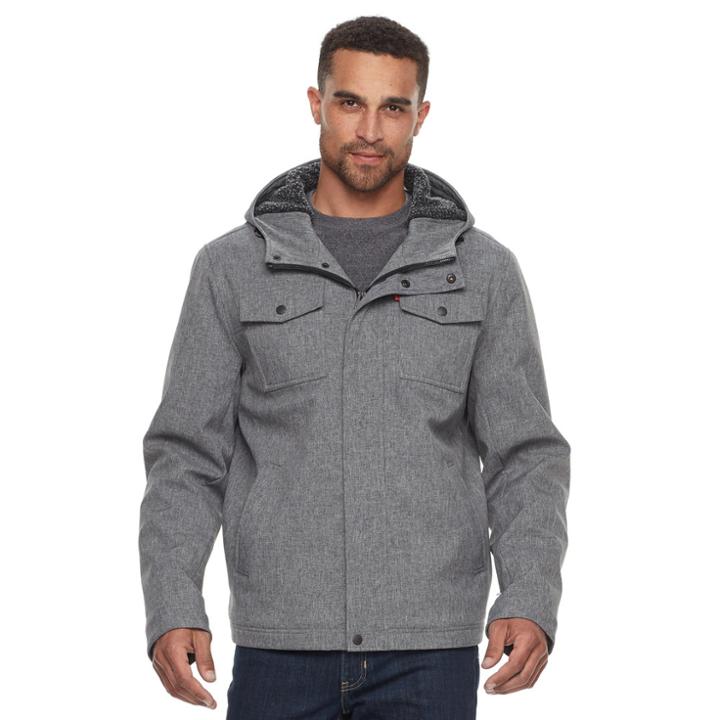 Big & Tall Levi's&reg; Sherpa-lined Softshell Trucker Jacket, Men's, Size: Xl Tall, Grey Other
