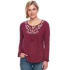 Women's Sonoma Goods For Life&trade; Embroidered Peasant Top, Size: Xl, Pink