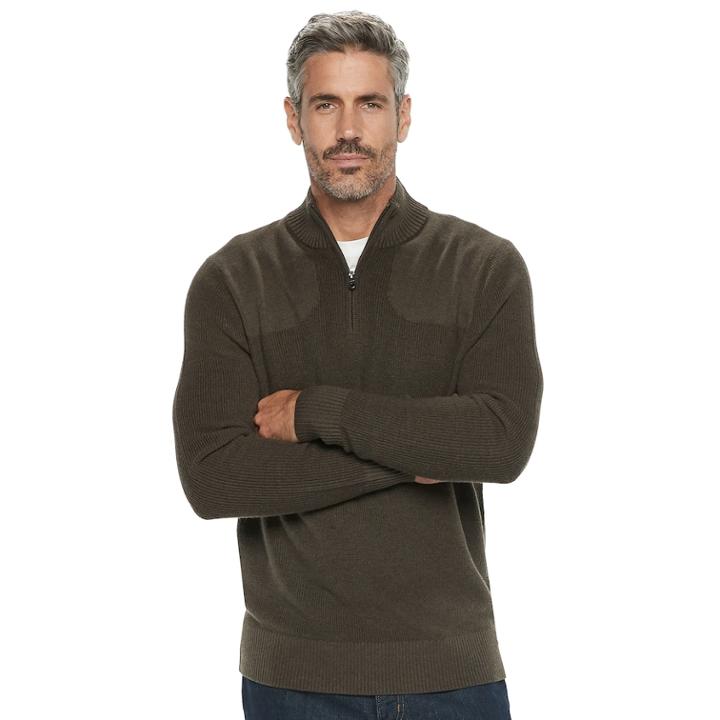 Men's Croft & Barrow&reg; Classic-fit 9gg Quarter-zip Sweater, Size: Small, Dark Brown