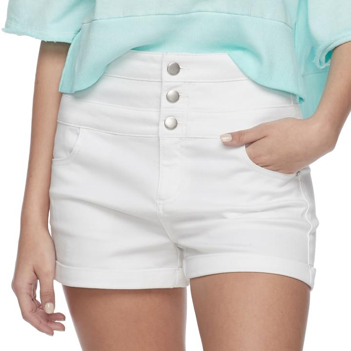 Juniors' Tinseltown Triple-stacked Shorts, Teens, Size: 1, White