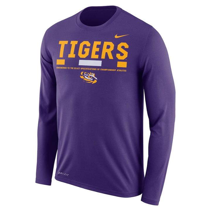 Men's Nike Lsu Tigers Dri-fit Legend Staff Long-sleeve Tee, Size: Small, Purple