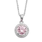 The Silver Lining Silver Plated Pink And White Cubic Zirconia Halo Pendant, Women's, Size: 18