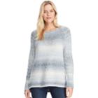 Women's Chaps Stitched Leaf Crewneck Sweater, Size: Medium, Blue