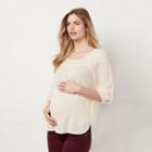 Maternity Lc Lauren Conrad Pintuck Peasant Top, Women's, Size: Xxl-mat, White Oth