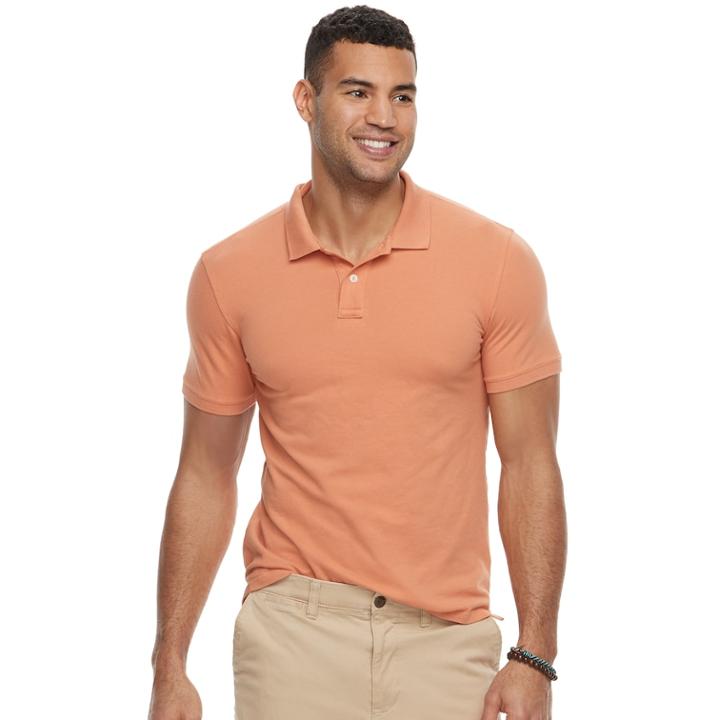 Men's Sonoma Goods For Life&trade; Flexwear Slim-fit Stretch Pique Polo, Size: Xxl, Drk Orange