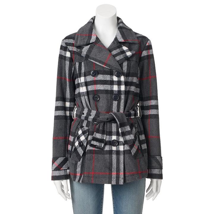 Juniors' Urban Republic Wool Blend Peacoat, Girl's, Size: Medium, Grey Other