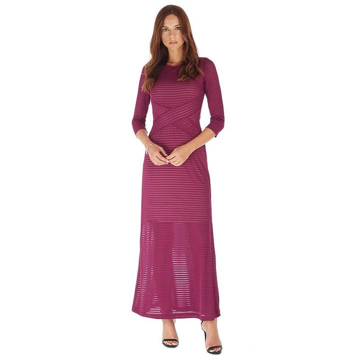 Women's Indication By Eci Burnout Stripe Maxi Dress, Size: Large, Brt Pink