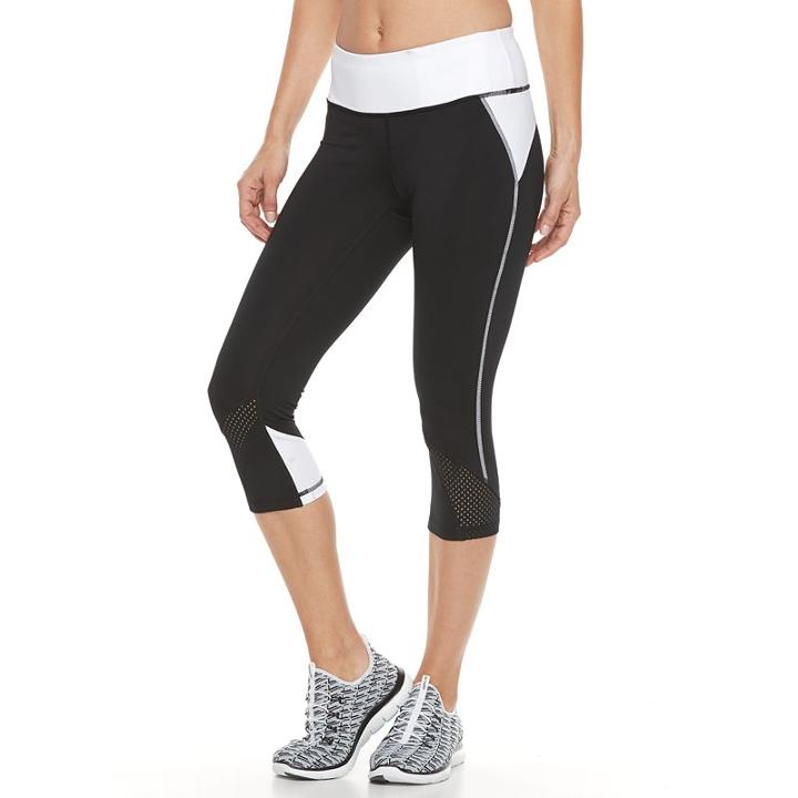 Petite Tek Gear&reg; Tricot Mesh Capri Leggings, Women's, Size: Xl Petite, Black
