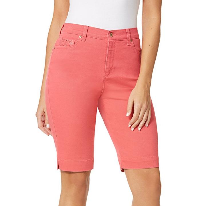 Women's Gloria Vanderbilt Amanda Bermuda Shorts, Size: 6, Brt Pink