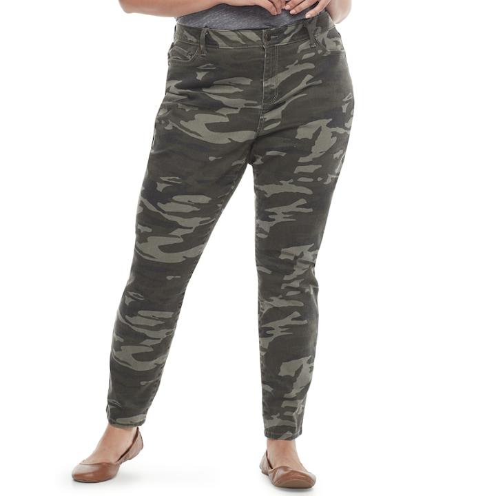 Plus Size Sonoma Goods For Life&trade; Skinny Twill Pants, Women's, Size: 22 - Regular, Black