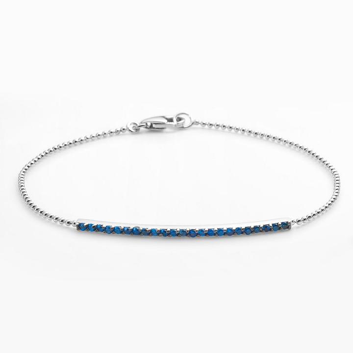 Sophie Miller Sterling Silver Blue Cubic Zirconia Bar Link Bracelet, Women's, Size: 7