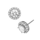 Lab-created White Sapphire Sterling Silver Halo Stud Earrings, Women's