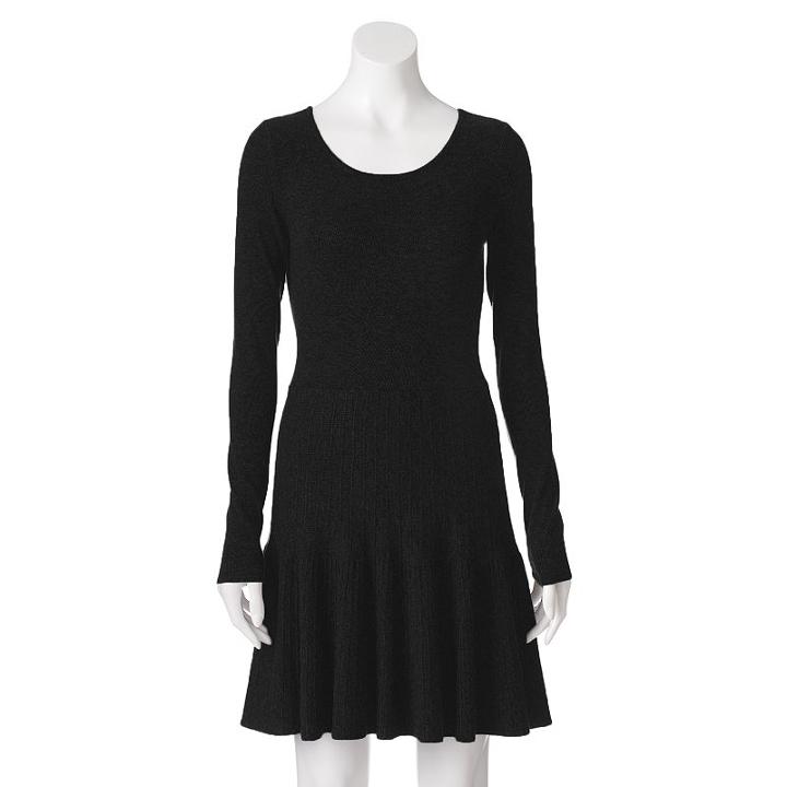 Women's Apt. 9&reg; Ribbed Sweaterdress, Size: Medium, Black