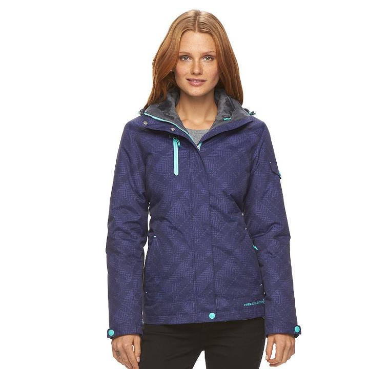 Women's Free Country Hooded Plaid Systems Jacket, Size: Xl, Purple