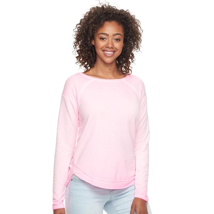 Junior's So&reg; Drapey Front Shirttail Pullover, Teens, Size: Xs, Brt Pink