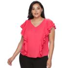 Plus Size Jennifer Lopez Ruffle Flutter, Women's, Size: 0x, Brt Pink