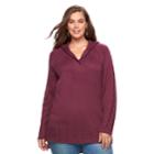 Plus Size Sonoma Goods For Life&trade; Cable Knit Hooded Tunic, Women's, Size: 1xl, Purple